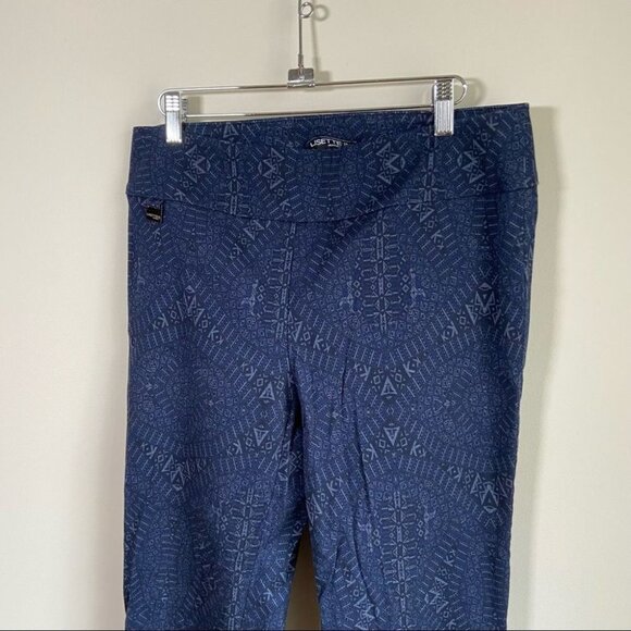 Lisette L Slim Straight High Rise Pants Navy with Pattern Size 12 - Picture 2 of 7